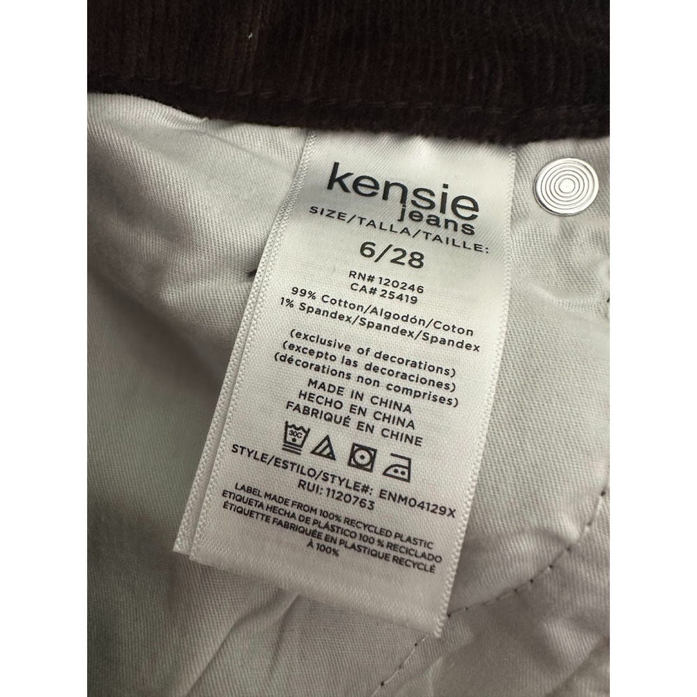 Kensie Jeans The Natalie High Rise Boot Cut Corduroy Pants Size 6 /28 Dark Brown - Picture 10 of 12